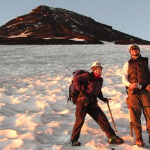 Marion and Leandro on the way to the summit of Volcan Lanin